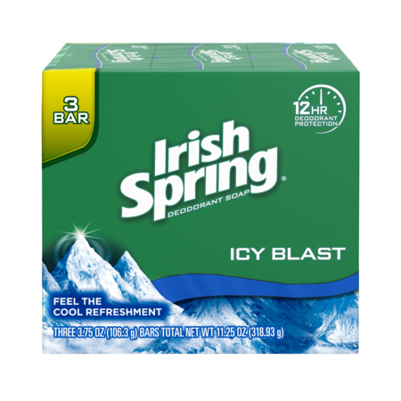 IRISH SPRING Bar Soap Icy Blast 3 Bar 11.25 oz., PK18 114184